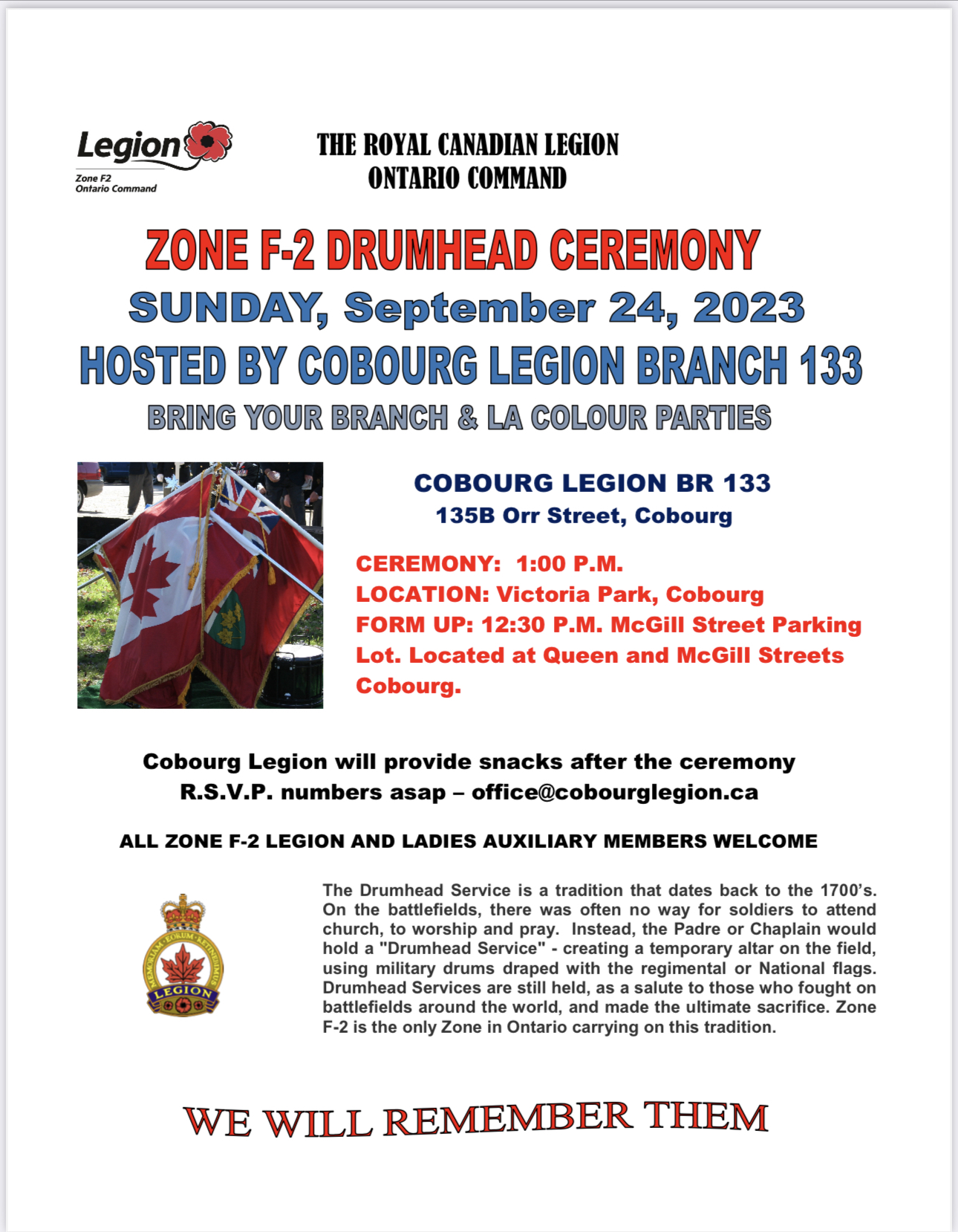 Zone F2 Drumhead Ceremony The Cobourg Legion
